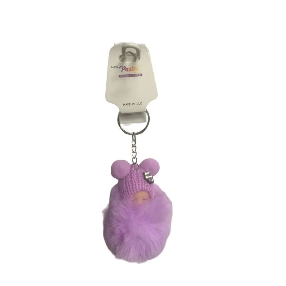 Hot Pink Fuzzy Baby Keychain